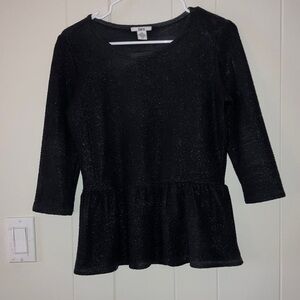 Bar111 Black Shimmering Peplum Top